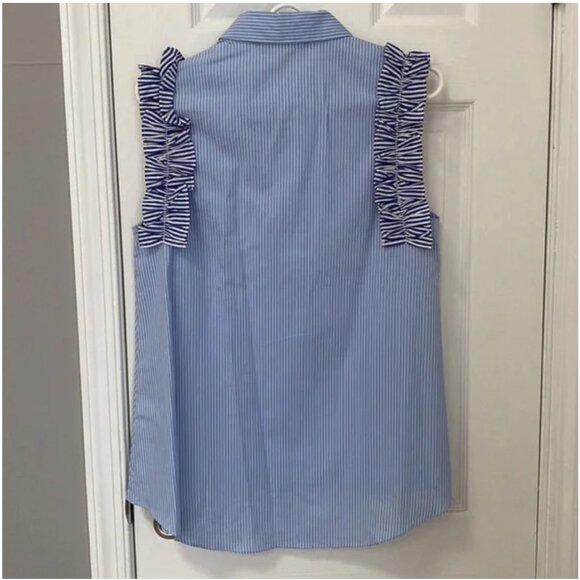 ZARA Striped Blouse – Size Small – Ruffle Detail - Picture 4 of 5